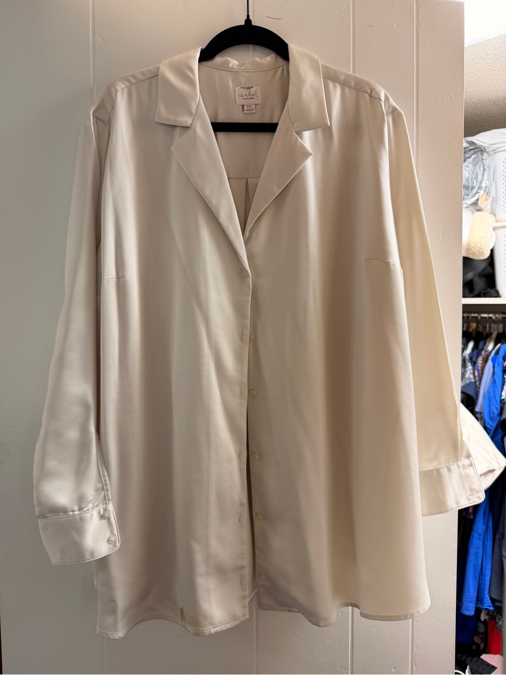 Isabel Cream Satin Button-Front Blouse